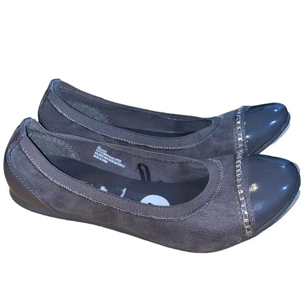 Seychelles Triangle Flats Size 7 Gray Cap Toe Ballet‎ Shoes Comfort Slip On